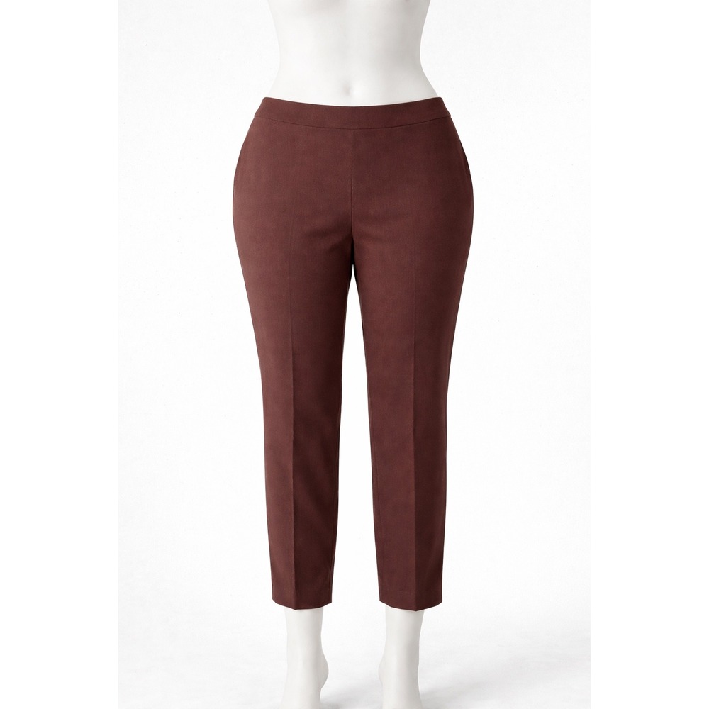 Lafayette 148‎ Bleecker Brown Cropped Ankle Pants Stretch Cotton Size 16